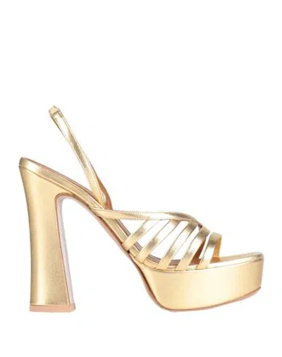 Malone Souliers Woman Sandals Platinum Size 7.5 Leather In Gold