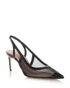 Malone Souliers Sheer Mesh Pointed Toe Stiletto Pumps In Black