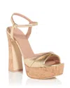 Malone Souliers Metallic Leather Crisscross Cork Platform Sandals In Antique Gold