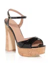 Malone Souliers Keaton Patent Cork Platform Sandals In Black/black