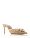 Malone Souliers Metallic Raffia Mona Heeled Mules 70 In Brown