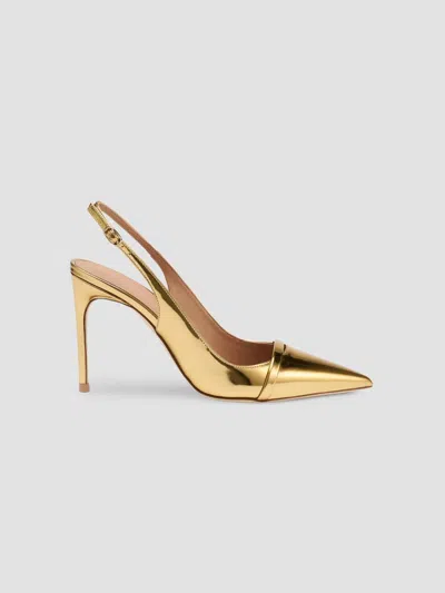 Malone Souliers Women's Schiffer 90mm Patent Leather Slingback Pumps In Antique Gold