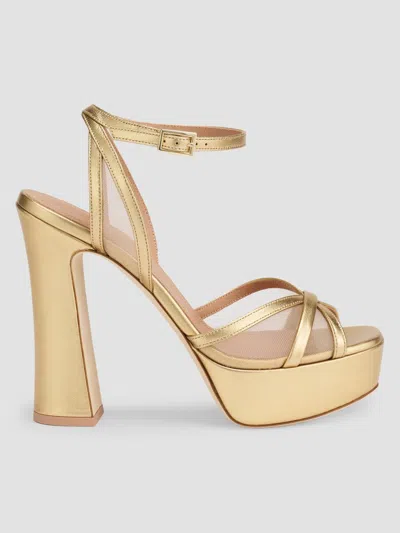 Malone Souliers Women's Sylvie 125mm Leather Platform Sandals In Gold