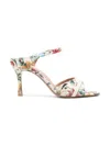 Malone Souliers Una 80 Printed Canvas Mules In Beige