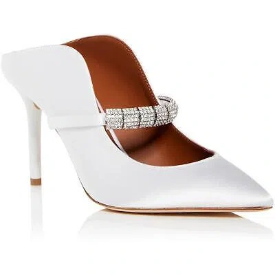 Pre-owned Malone Souliers Womens Bella Crystal Satin Pumps Bhfo 8964 In White White