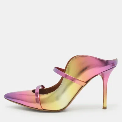 Pre-owned Malone Souliers X Dima Ayad Maureen Size 38.5 Metallic Ombre Patent Leather Mules In Brown