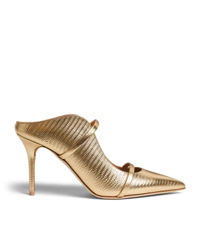 Malone Souliers X Harrods Exclusive Metallic Leather Embossed Maureen Mules 85 In Gold