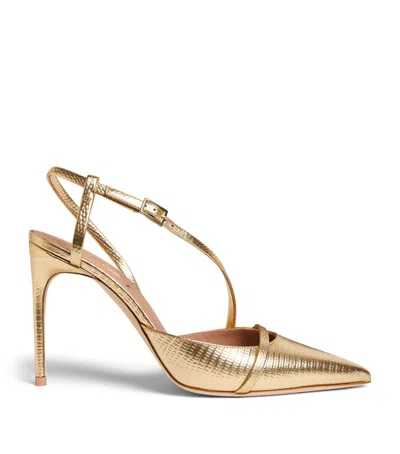 Malone Souliers X Harrods Exclusive Metallic Leather Embossed Valeria Slingback Pumps 90 In Gold
