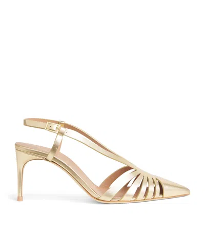 Malone Souliers X Harrods Metallic Leather Janette Slingback Pumps 70 In Gold