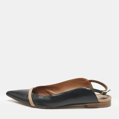Pre-owned Malone Souliers X Roy Luwolt Black Leather Marion Luwolt Slingback Flats Size 37.5