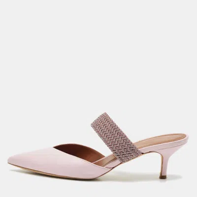 Pre-owned Malone Souliers X Roy Luwolt Pink Leather Slide Sandals Size 40