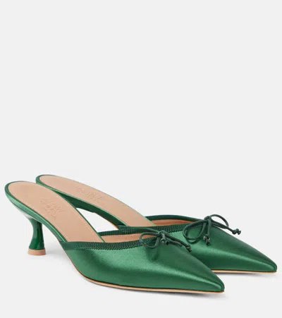 Malone Souliers X Tabitha Simmons Rose 45 Satin Mules In Green