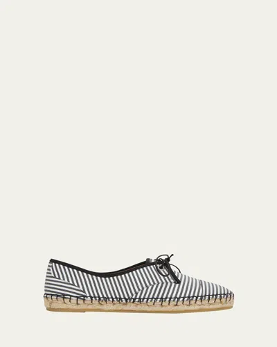 Malone Souliers X Tabitha Simmons Tyler Striped Cotton Lace-up Espadrilles In Black