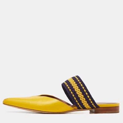 Malone Souliers Yellow Leather And Fabric Maisie Flat Mules