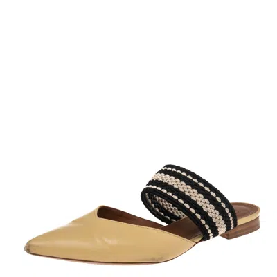 Malone Souliers Yellow/black Leather And Canvas Hannah Roksanda Mule Sandals