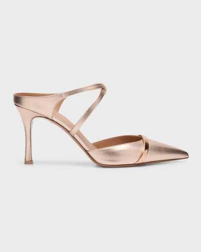 Malone Souliers Yoana Metallic Crisscross Mule Pumps In Rose Gold