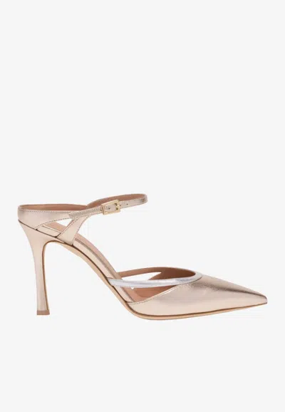 Malone Souliers Yola 90 Metallic Leather Mules In Gold