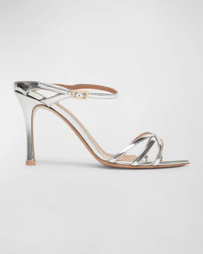 Malone Souliers Yuna 90mm Leather Mules In Silver