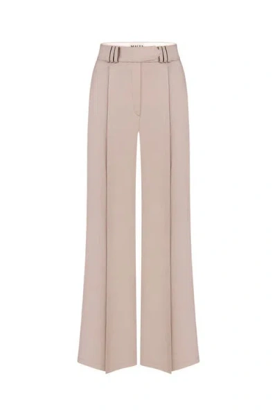 Malva Florea Bias-cut Flared Pants With Slip Detail In Brown