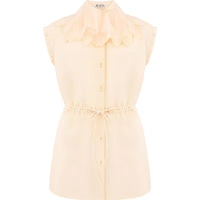 Malva Florea Drawstring-waist Floral-appliqu Blouse