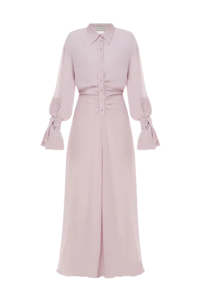 Malva Florea Dress With A Drape In Taffy Pink