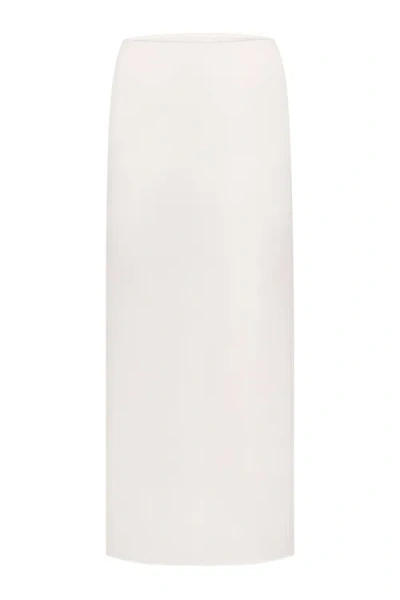 Malva Florea High-waisted Column Skirt With Side Slit In White