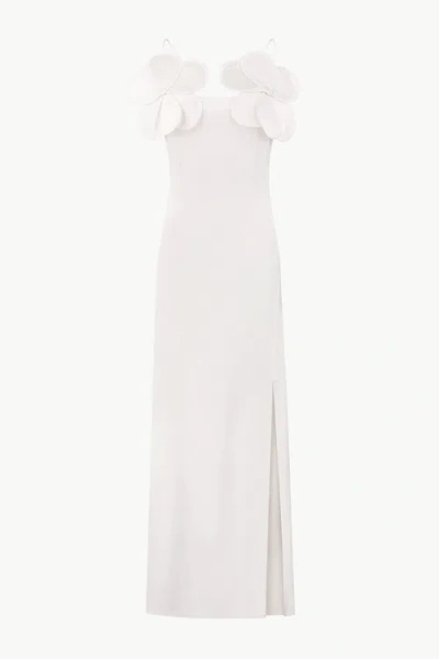 Malva Florea Long-silhouette Sheath Dress With Delicate Straps And Floral Appliqus In White