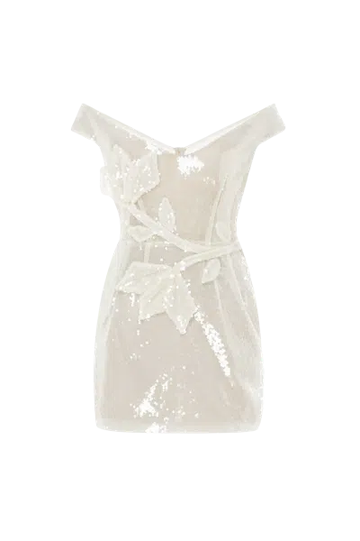 Malva Florea Mini Sequin Dress In Navajo In White