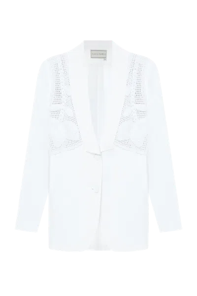 Malva Florea Oversized Jacket With Macrame Elements In White