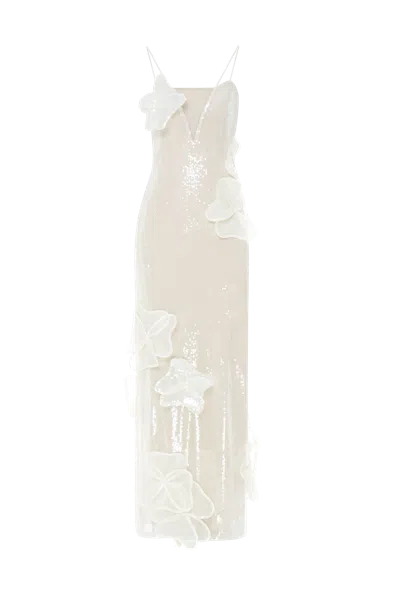 Malva Florea Sequin Maxi Dress On The Straps In Navajo Color In White