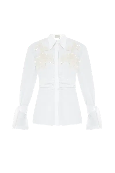 Malva Florea Shirt With Drapery In White