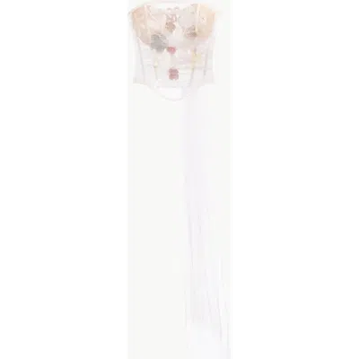 Malva Florea Strapless Corset Top With 3d Crochet Florals In White