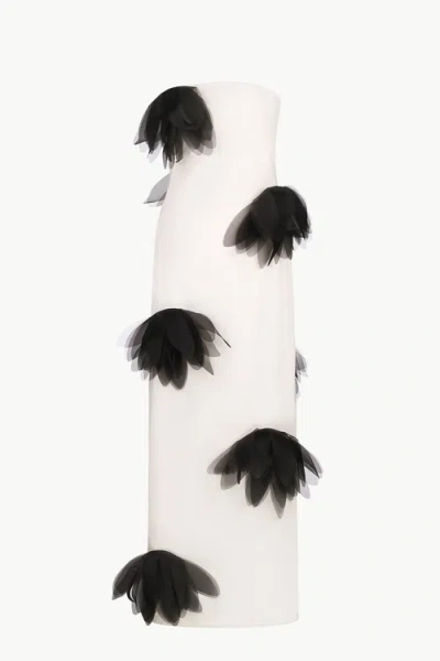 Malva Florea Strapless Floral-appliqu Column Gown In White