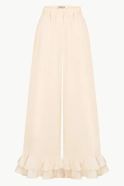 Malva Florea Wide-leg Ruffle-hem Trousers