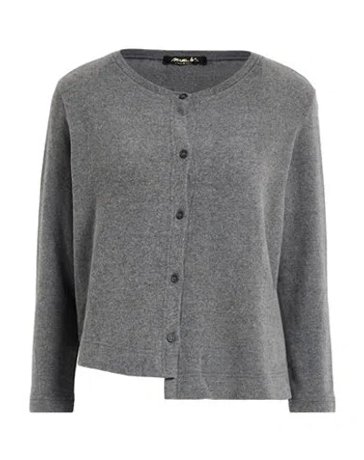 Mama B . Woman Cardigan Grey Size L Cotton, Acrylic, Elastane In Gray