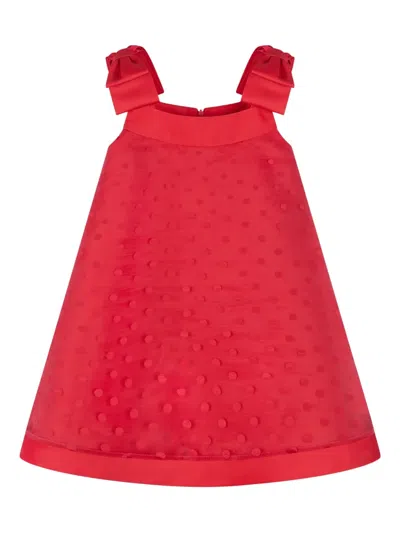 Mama Luma Kids' Bow-embellished Polka-dot Dress In Brown