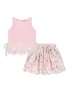 Mama Luma Feather Roses Skirt Set In Pink