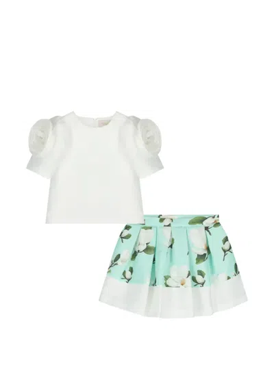 Mama Luma Kids' Floral-print Skirt Set In White