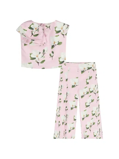 Mama Luma Kids' Floral-print Trousers In Pink