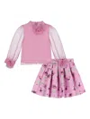 Mama Luma Floral Skirt Set In Pink