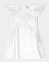 Mama Luma Girl's 3d Rose Applique Dress In White