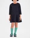 Mama Luma Girl's Classic Collared Dress In Navy