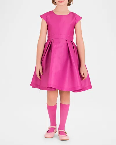 Mama Luma Kids' Girl's Elegant Glow Pleated Dress In Pink