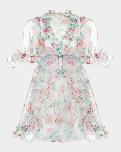 Mama Luma Kids' Girl's Enchanting Organza Floral Dress In White