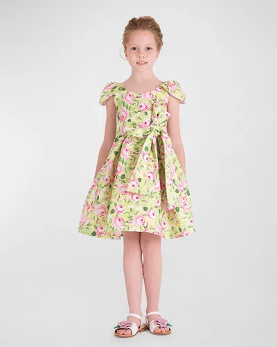 Mama Luma Kids' Girl's Floral Aloha Dress In Green