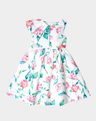 Mama Luma Kids' Girl's Floral Blush Ruffled Sleeveless Dress In White