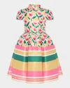 Mama Luma Girl's Floral-print & Striped A-line Dress In Multi