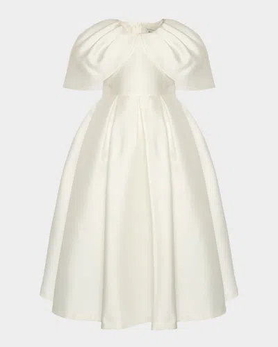 Mama Luma Kids' Girl's Pleated Cape Dress In White