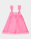 Mama Luma Girl's Polka Dot Bow Dress In Pink