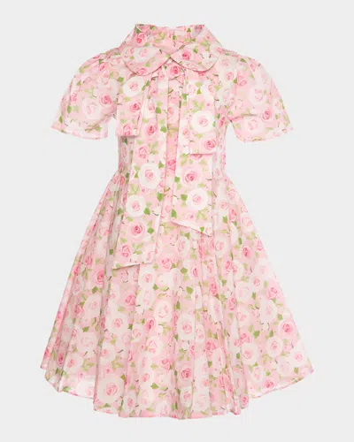 Mama Luma Kids' Girl's Positano Flowers Puff-sleeve Dress In Multi